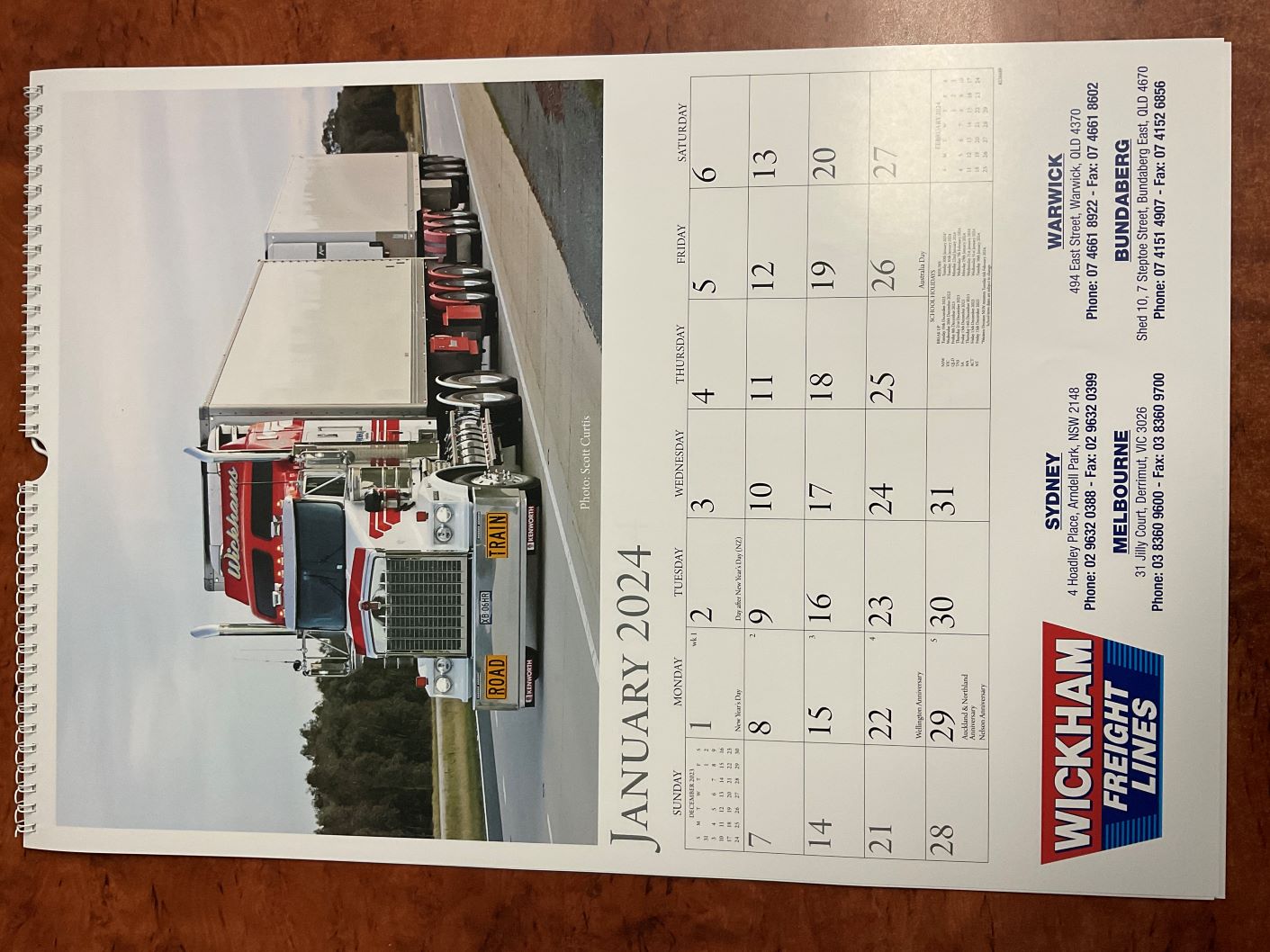 2024 Wickhams Calendar Wickham Freight Lines